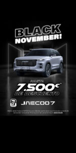 Banner móvil con foto del Jaecoo 7 y la información sobre la campaña del Black Friday con 5.000€ de descuento para Tumasa concesionario oficial Omoda Jaecoo en Huesca y Monzón